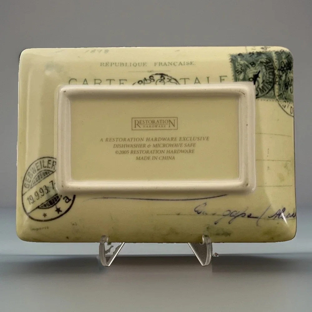 VTG Restoration Hardware Set 3 Paris Postcard Ceramic Trinket Appetizer Plate